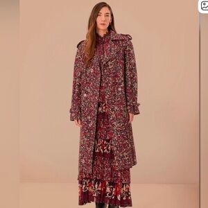 FARM Rio Purple Chelsea Garden Cotton Eyelet Trench Coat